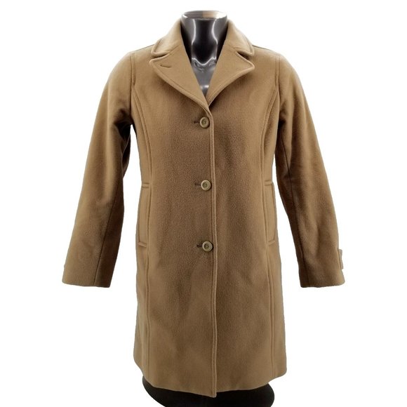 LL Bean Coat Womens  Brown 100% Lambswool Long Button Up Jacket Heavyweight 12 - Picture 1 of 13